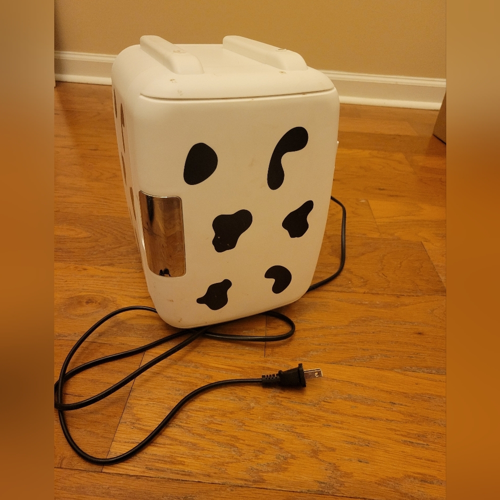 Cow Pattern Mini Fridge. Skincare Or Cooler / Warmer For Food